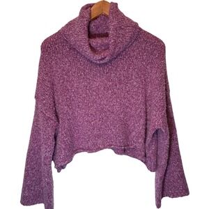 Sincerely Jules Pink Cowl Neck Cropped Sweater Flared Sleeves Baggy‎ Fit Size Sm